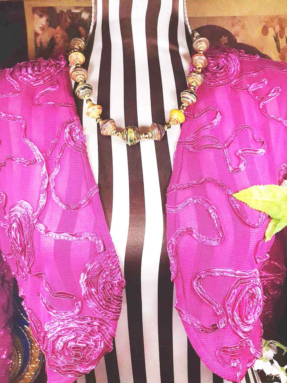 Vintage 1970s Boho Bead Necklace 22" Bohemian Artisan  Multicolour