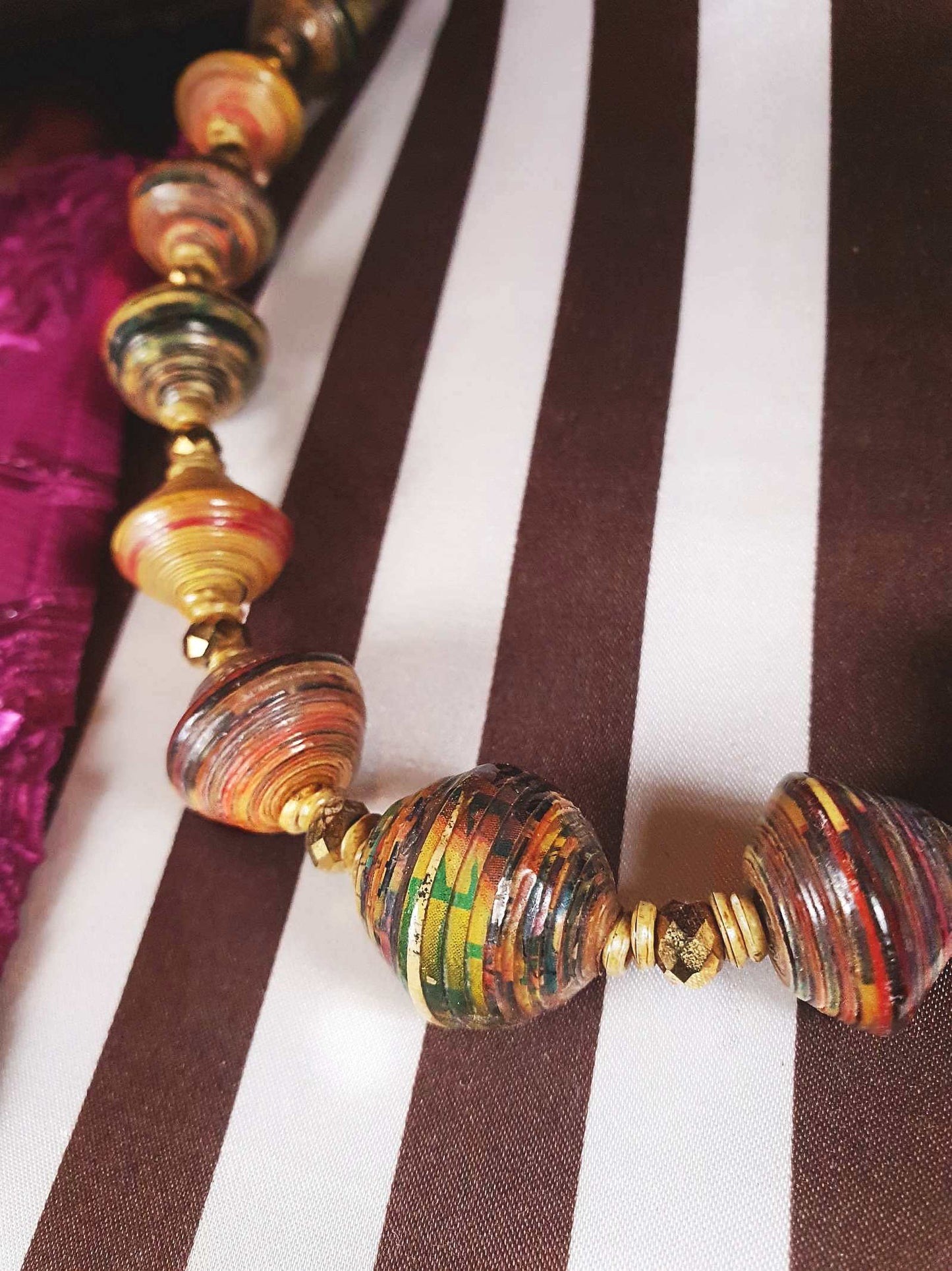 Vintage Boho Bead Necklace 22" Bohemian Artisan 1970s Multi