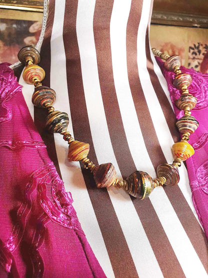 Vintage Boho Bead Necklace 22" Bohemian Artisan 1970s Multi