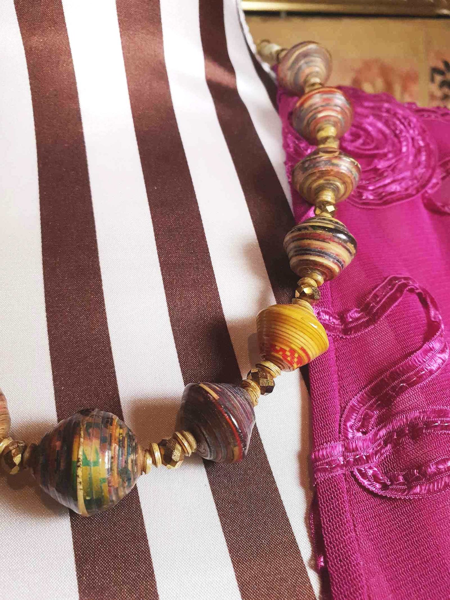 Vintage Boho Bead Necklace 22" Bohemian Artisan 1970s Multi