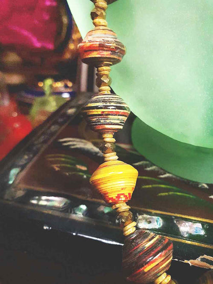 Vintage 1970s Boho Bead Necklace 22" Bohemian Artisan  Multicolour