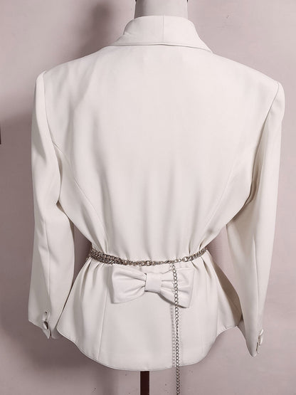 Vintage Cream Embroidery Pearl Jacket 1980s Retro