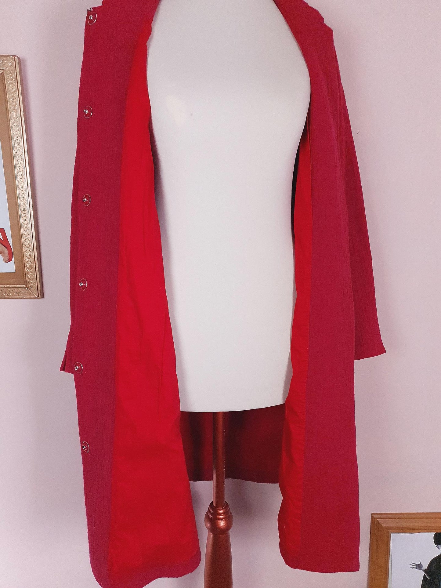 Vintage Japanese Red Floral Embroidered Coat 90s Ladies Butterfly Sequins