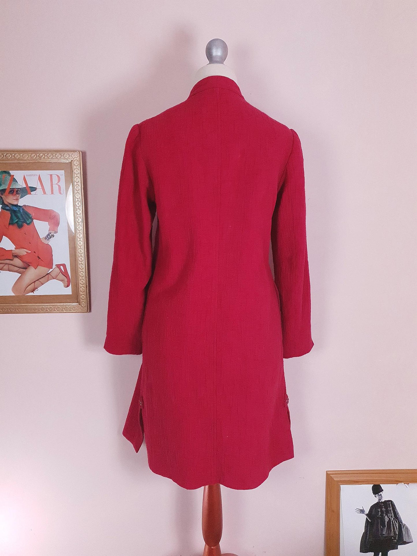 Vintage Japanese Red Floral Embroidered Coat 90s Ladies Butterfly Sequins