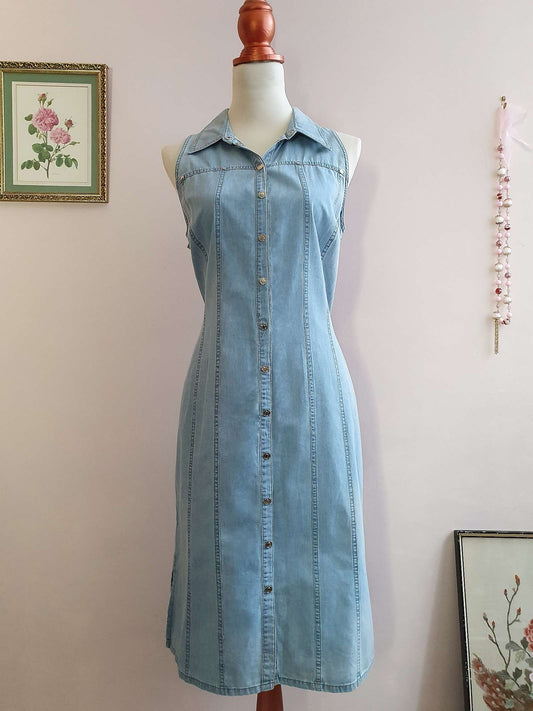 Vintage Betty Barclay Denim Day Dress - Size 16