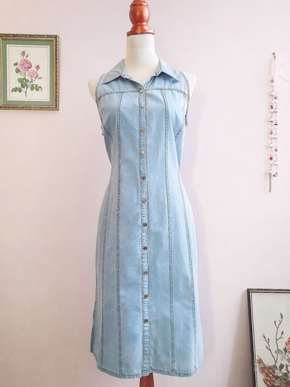 90s Vintage Betty Barclay Denim Day Dress - Size 16