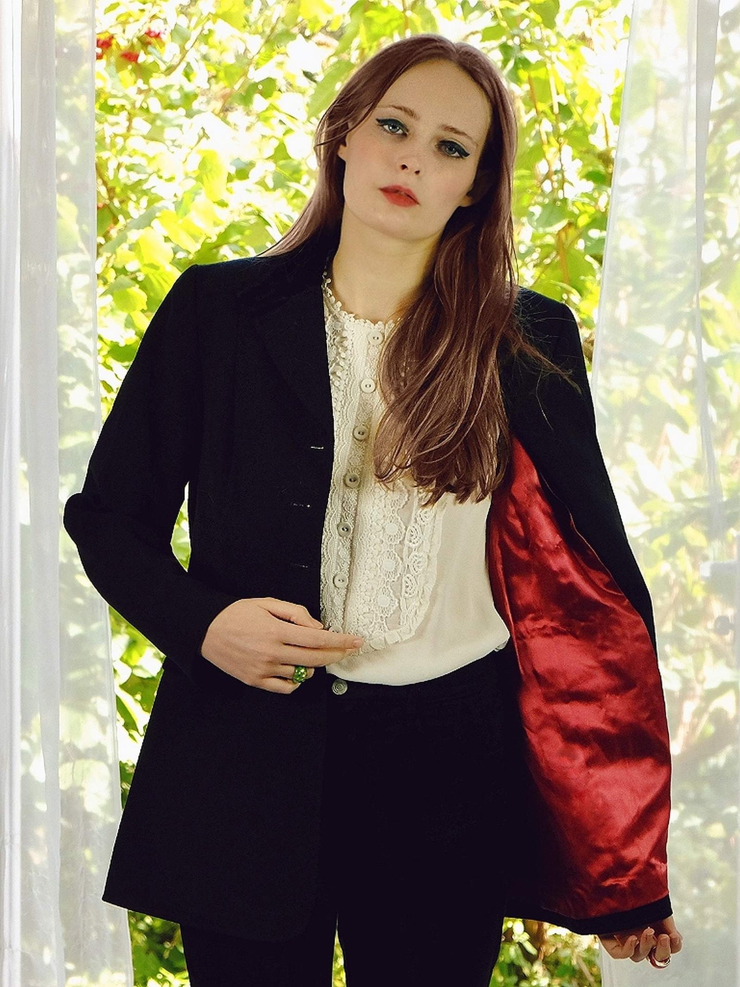 English Classics - Vintage 1990s Mulberry Black Wool and Velvet Jacket Blazer - Size 12/14