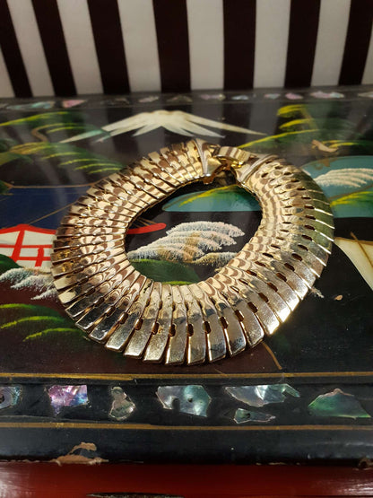 Vintage 1970s Gold Tone Snake Chain Necklace Bracelet Set Demi Parure - RARE