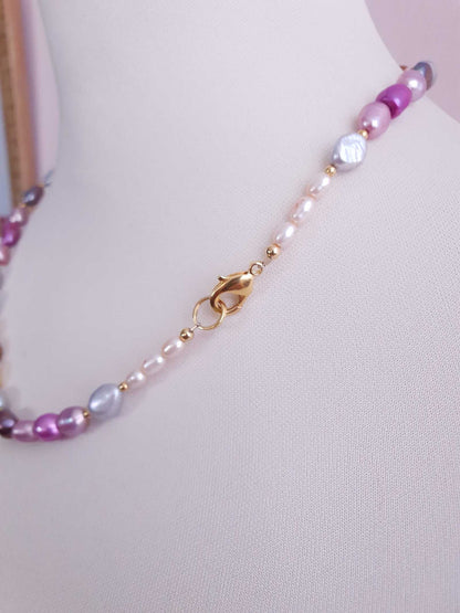 Pretty Multi Colour Baroque Freshwater Pearl Smoky Quartz Necklace