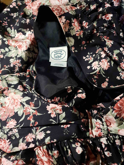 English Classics - 1980s Vintage Laura Ashley Floral Dress - Size 12