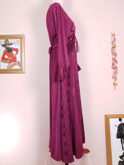 Maroon Boho Embroidered Maxi Dress - Pre-Owned Size 12/14