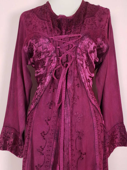 Maroon Boho Embroidered Maxi Dress - Pre-Owned Size 12/14