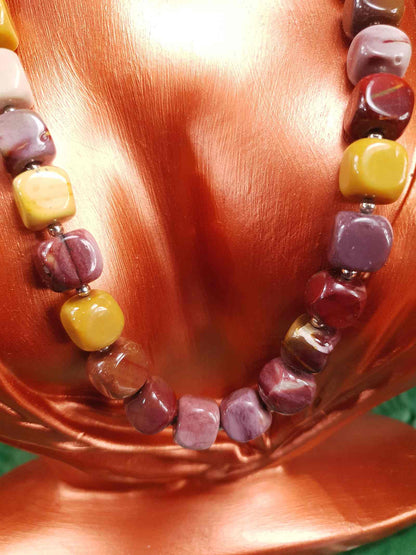 Mookaite Jasper & Italian 925 Sterling Silver Necklace