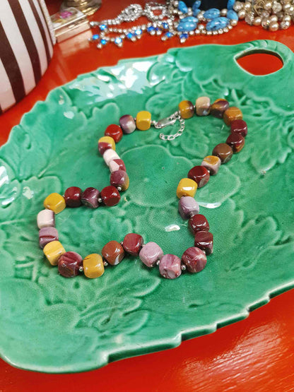 Mookaite Jasper & Italian 925 Sterling Silver Necklace