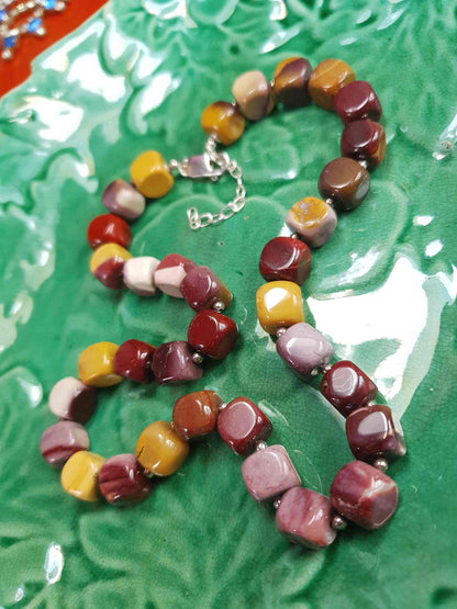 Mookaite Jasper & Italian 925 Sterling Silver Necklace