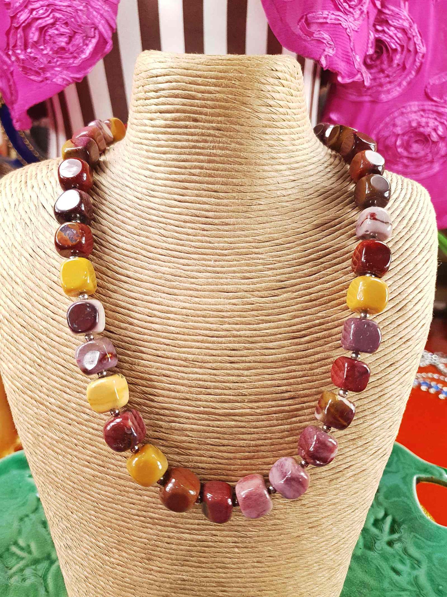 Mookaite Jasper & Italian 925 Sterling Silver Necklace
