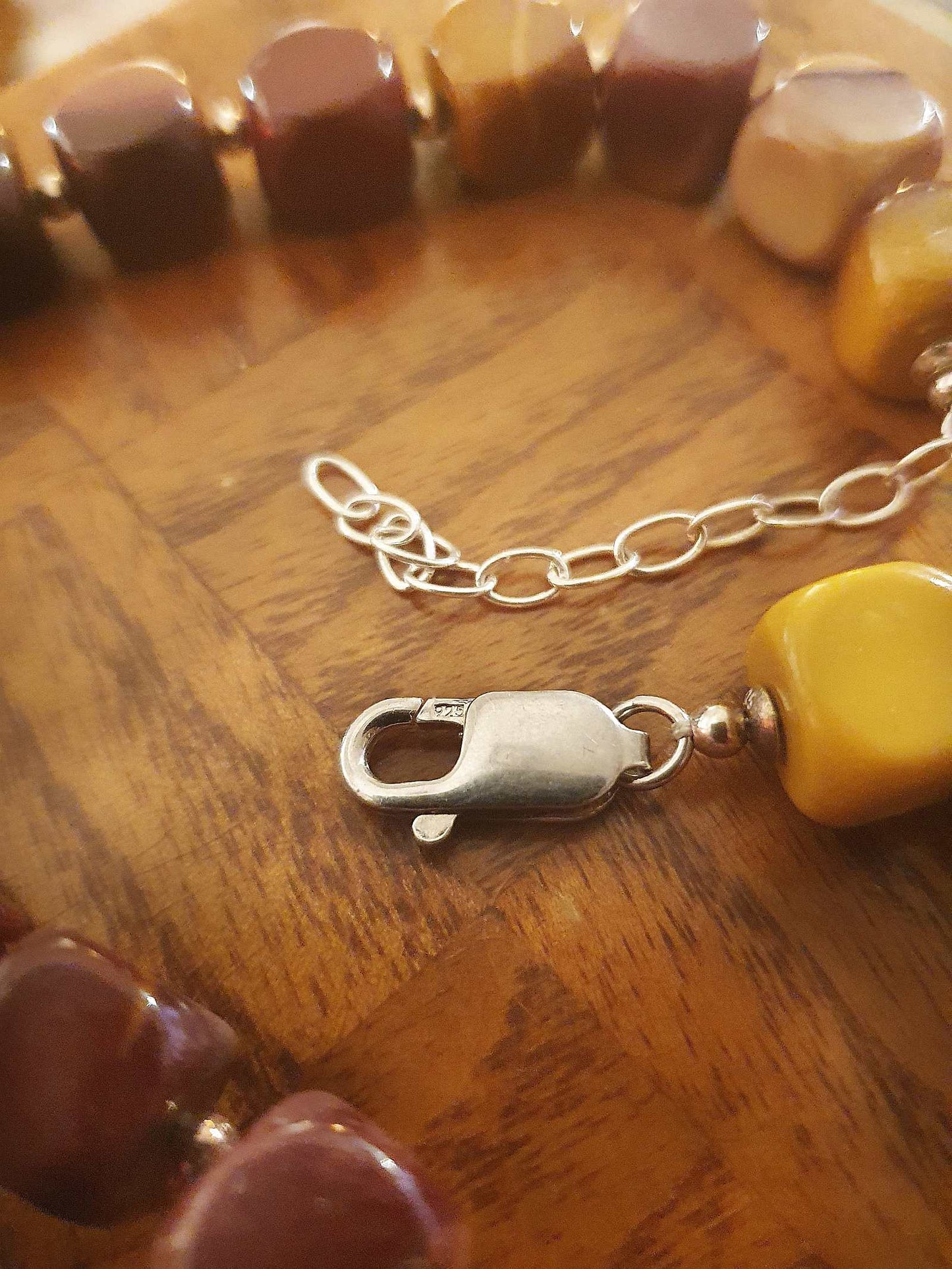 Mookaite Jasper & Italian 925 Sterling Silver Necklace