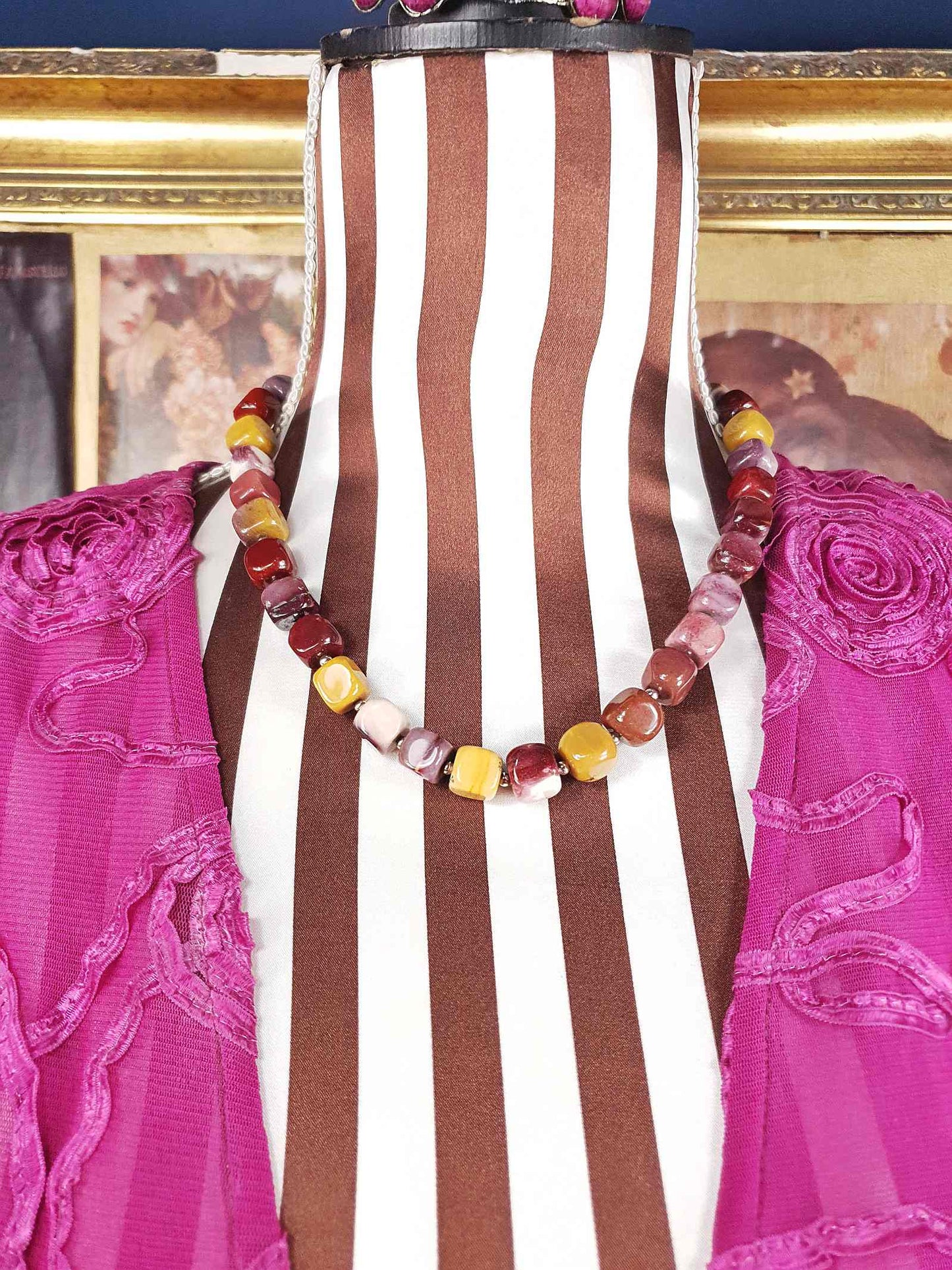 Mookaite Jasper & Italian 925 Sterling Silver Necklace