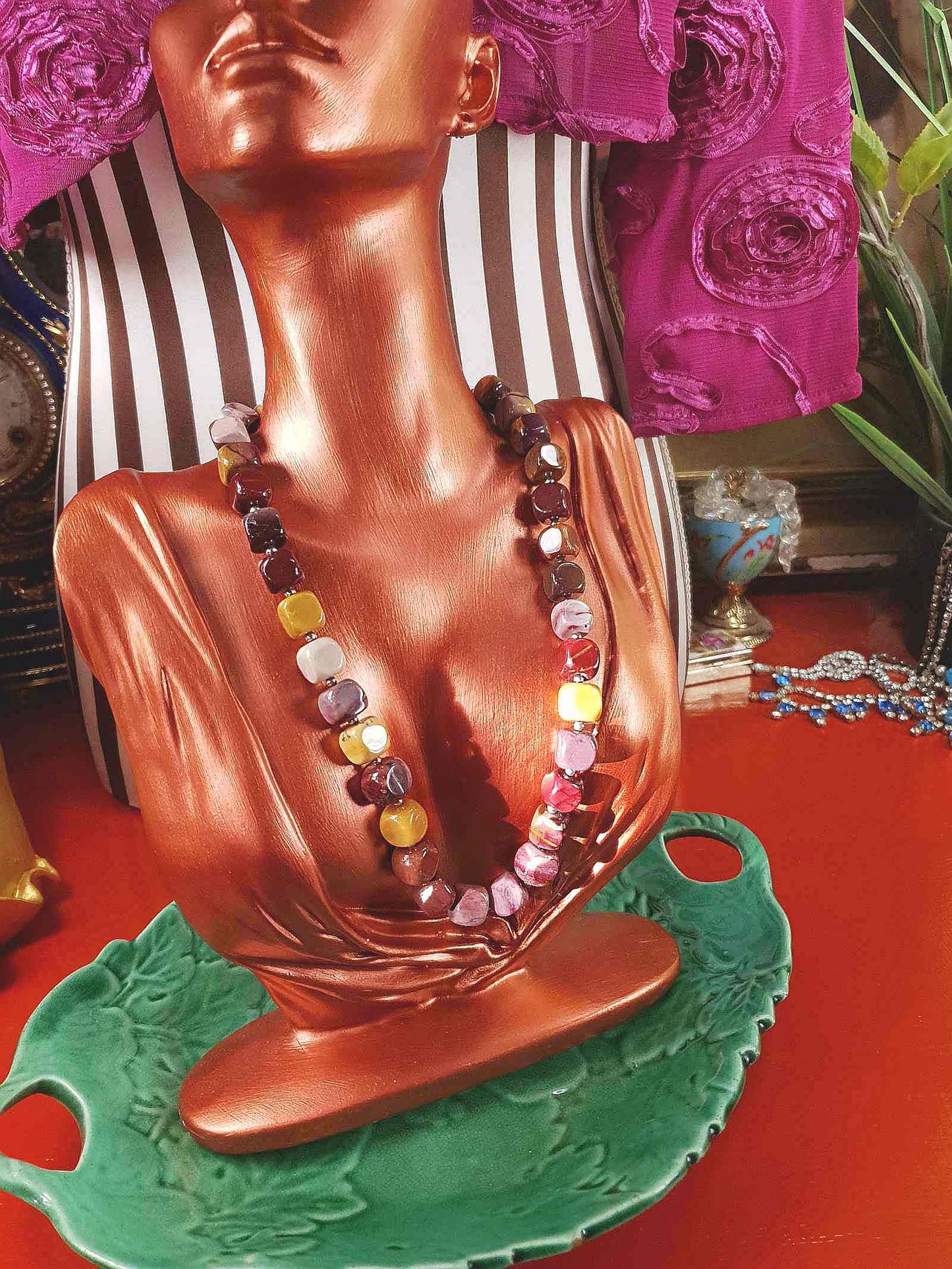 Mookaite Jasper & Italian 925 Sterling Silver Necklace