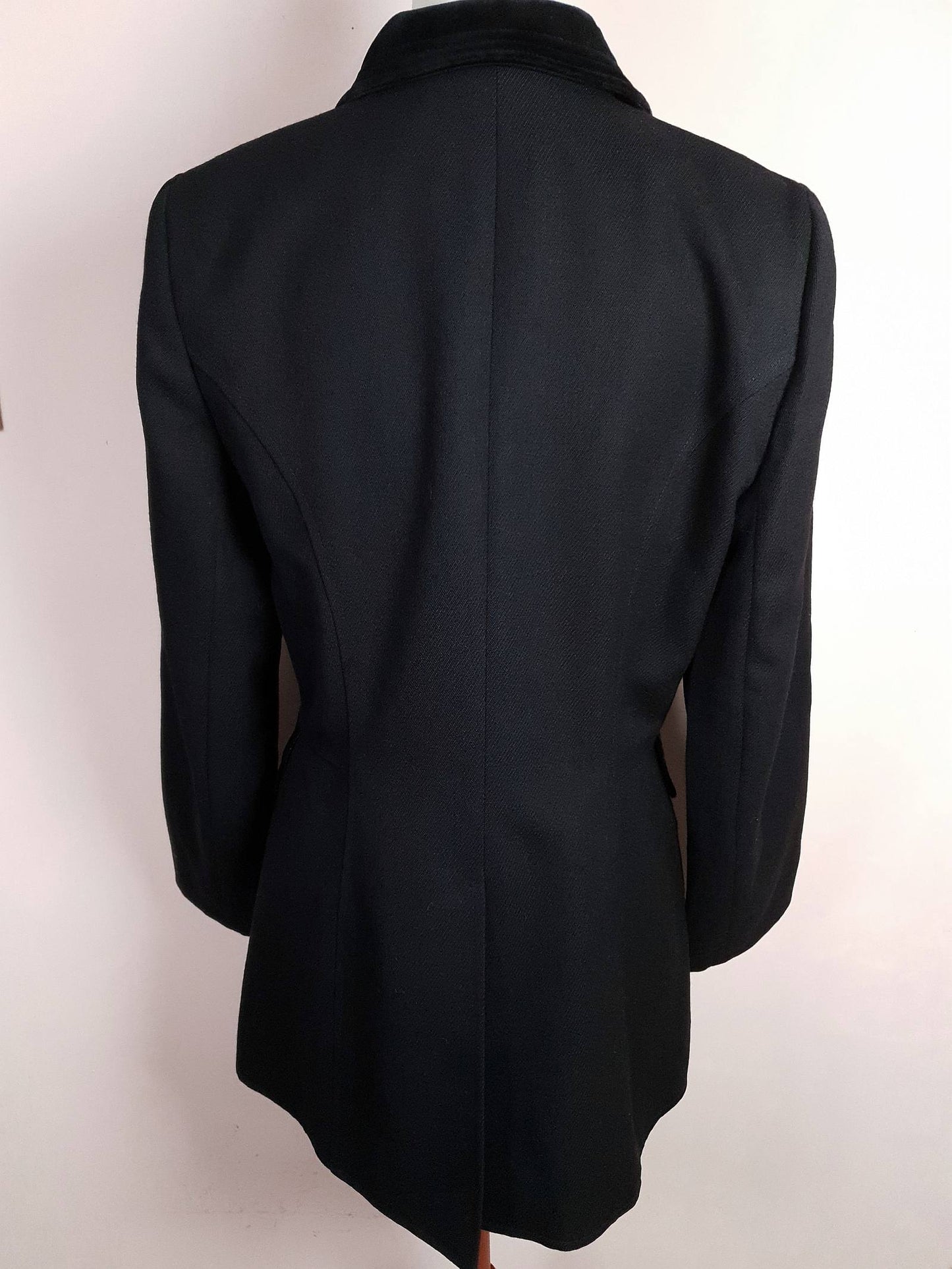 English Classics - Vintage 1990s Mulberry Black Wool and Velvet Jacket Blazer - Size 12/14