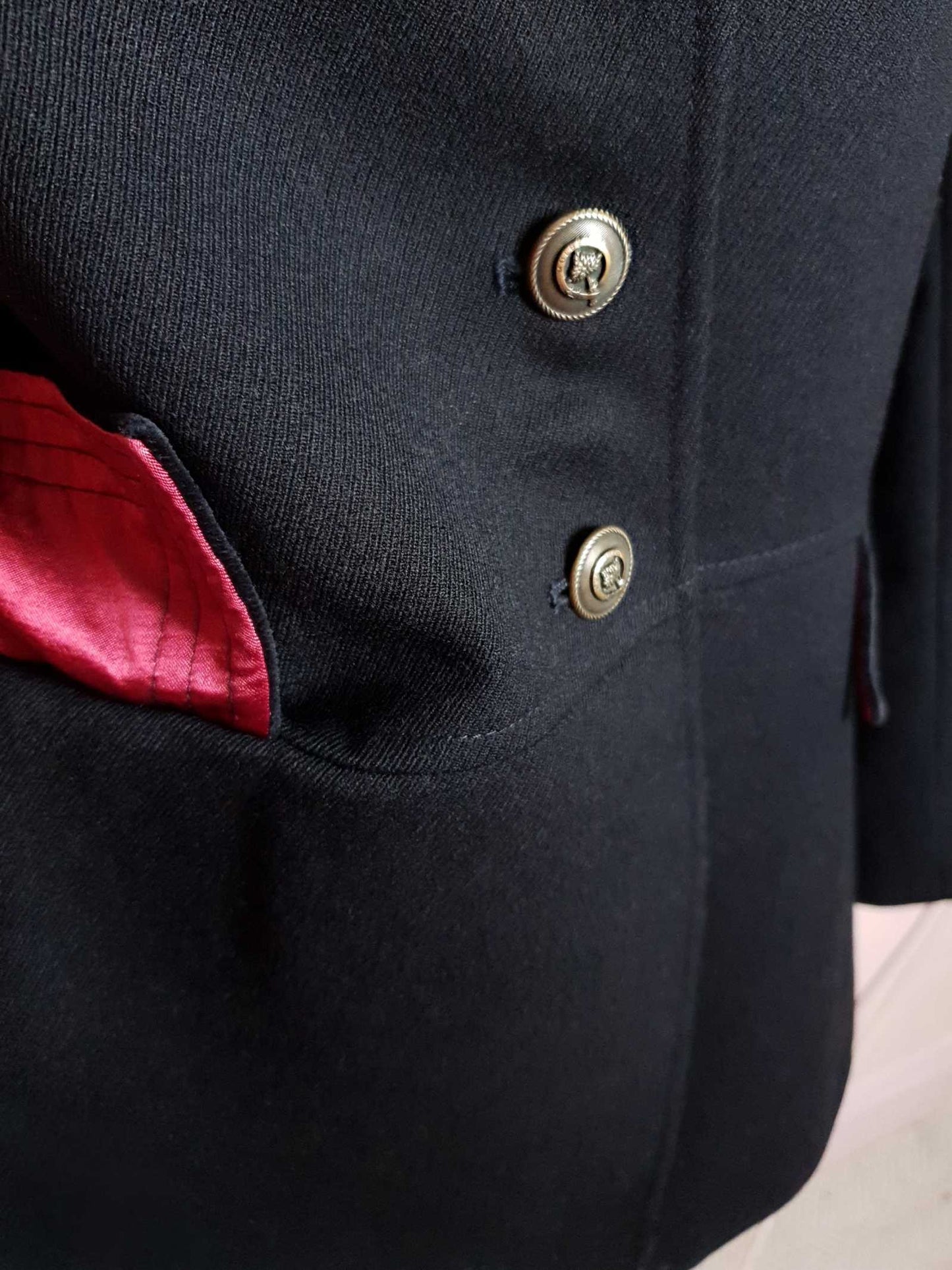 English Classics - Vintage 1990s Mulberry Black Wool and Velvet Jacket Blazer - Size 12/14