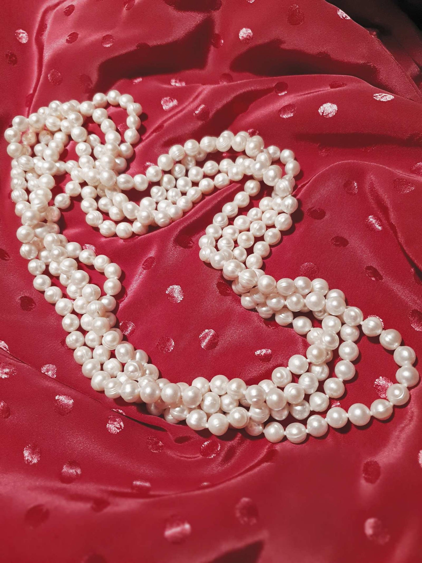 Vintage White Pearl Necklace 50" - Genuine Freshwater Pearls Flapper