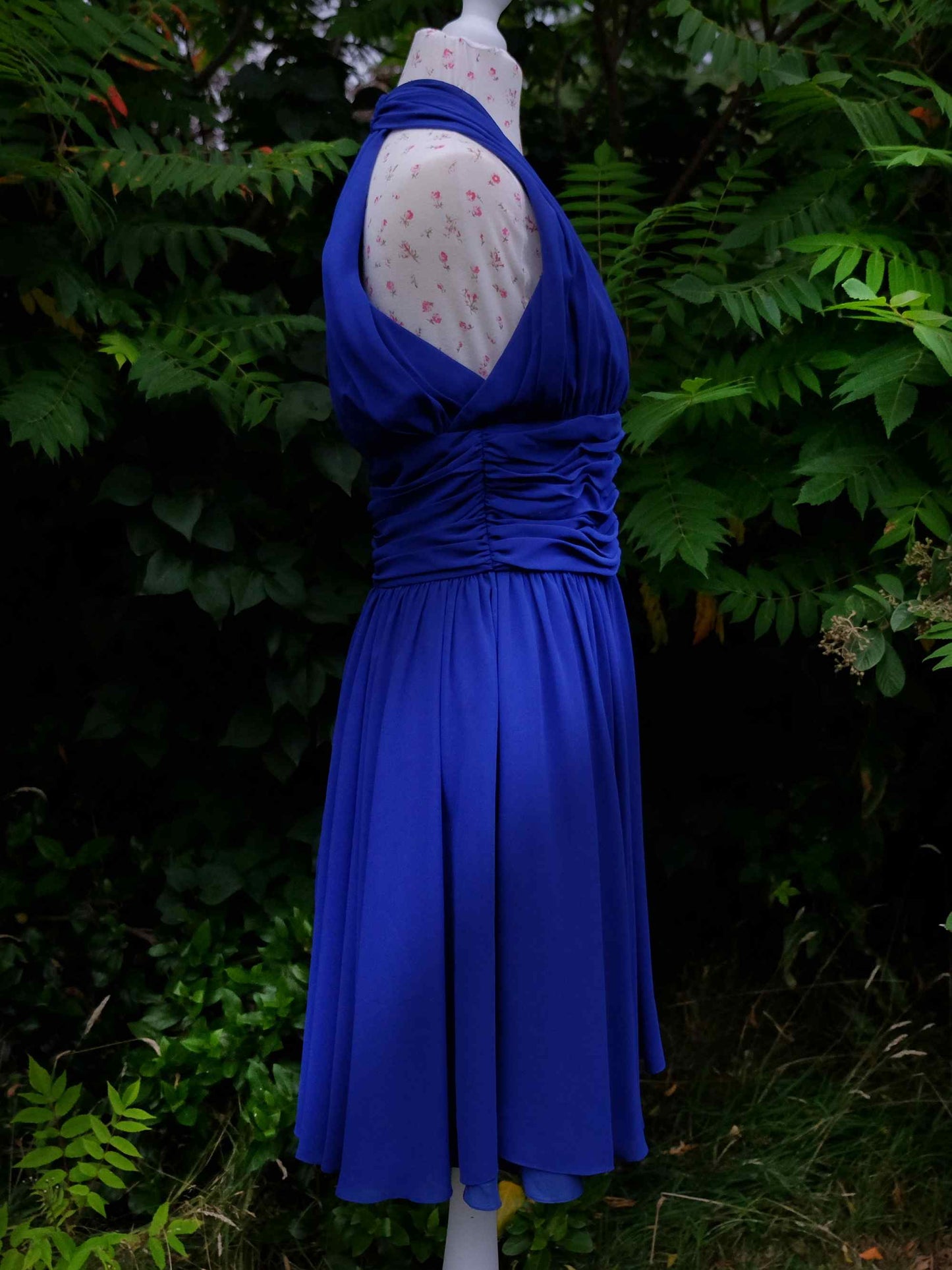 Vintage Blue Azure Chiffon Party Dress - Size 12