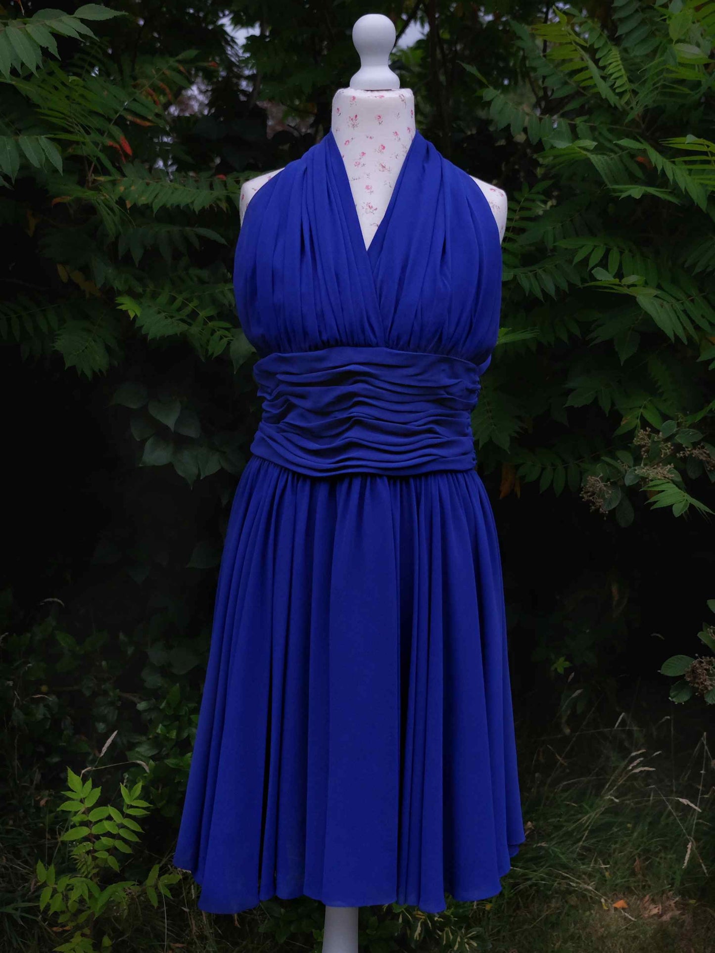 Vintage Blue Azure Chiffon Party Dress - Size 12