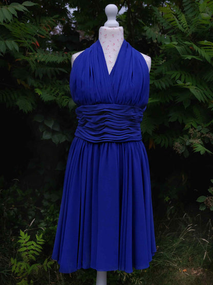 Vintage Blue Azure Chiffon Party Dress - Size 12