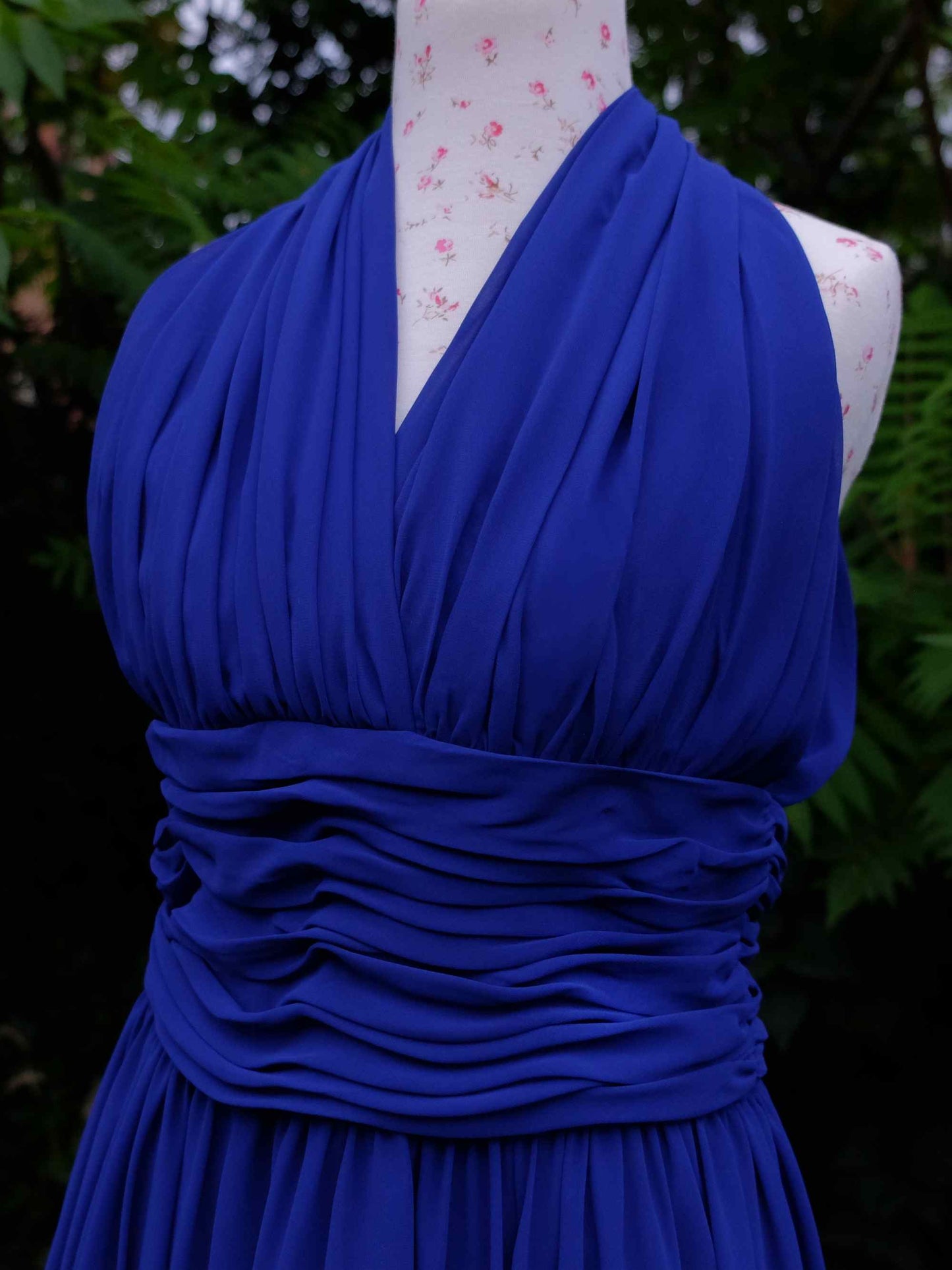 Vintage Blue Azure Chiffon Party Dress - Size 12