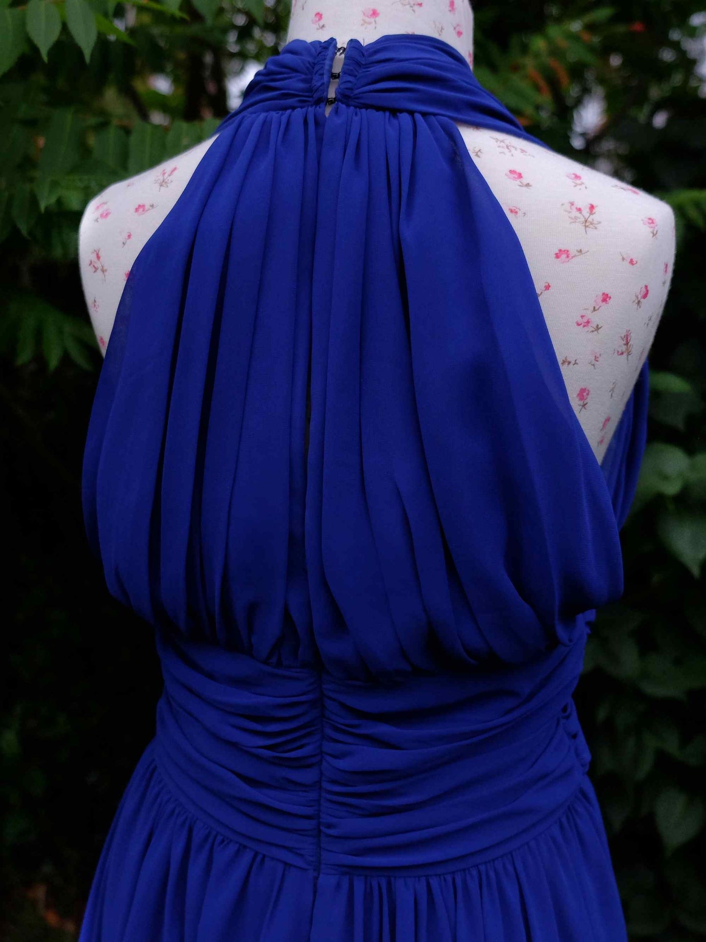 Vintage Blue Azure Chiffon Party Dress - Size 12