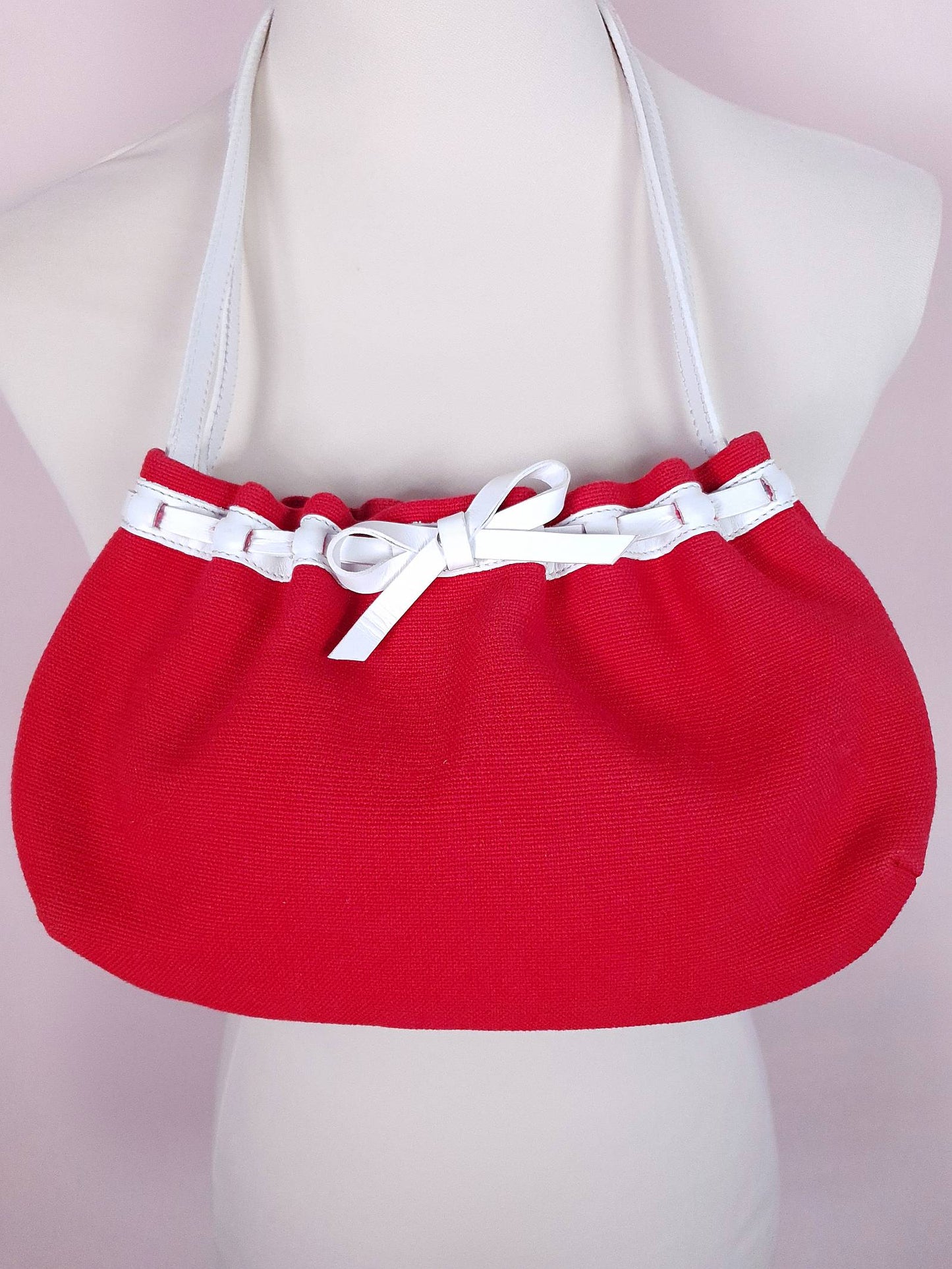 English Classics - Cute Vintage LK Bennett Red and White Shoulder Bag Handbag