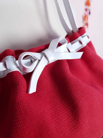 English Classics - Cute Vintage LK Bennett Red and White Shoulder Bag Handbag