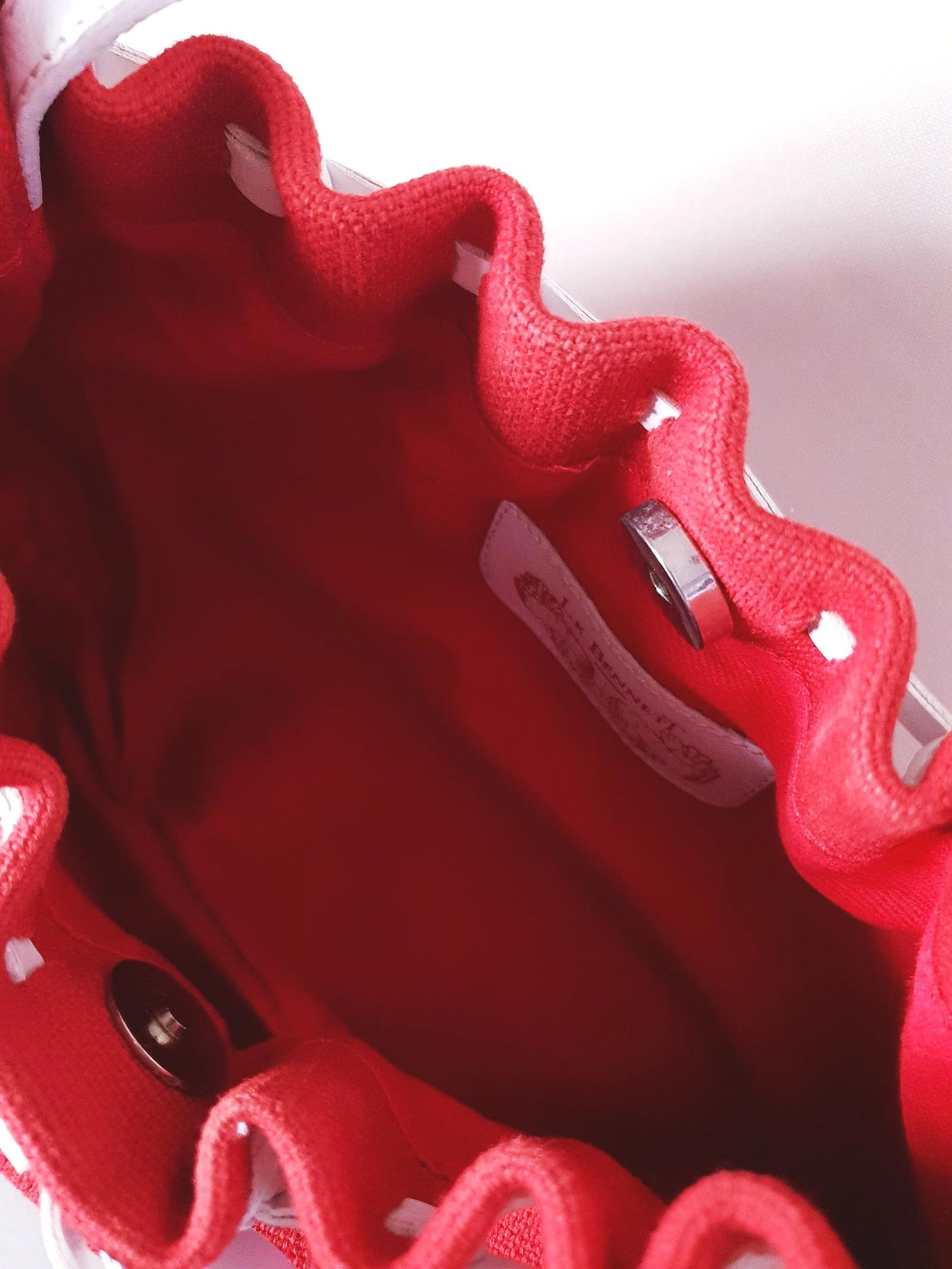 Vintage LK Bennett Red Handbag Leather Bow Canvas Shoulder Bag