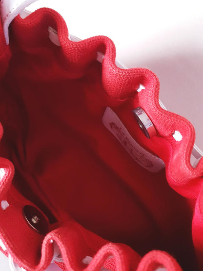 Vintage LK Bennett Red Handbag Leather Bow Canvas Shoulder Bag