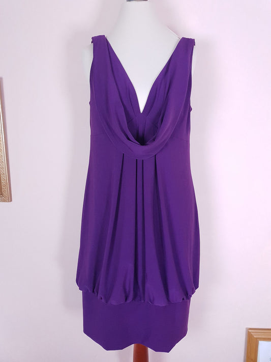 Pre-owned Joseph Ribkoff Purple Dress Slinky Midi Size 12 Fit & Flare Party