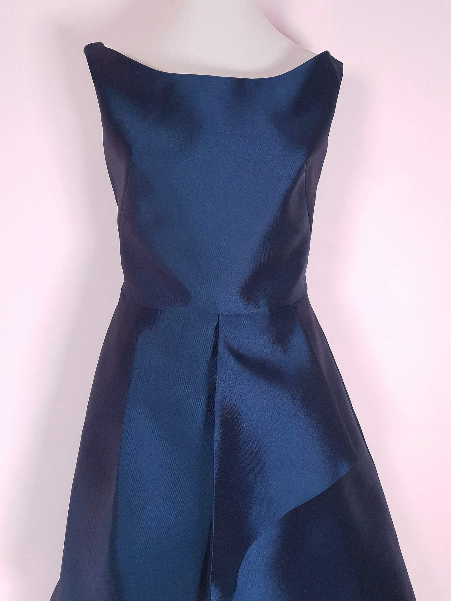 Pre-owned Lela Rose Blue Midi Dress Cocktail Party Bridesmaid Fit & Flare Prom