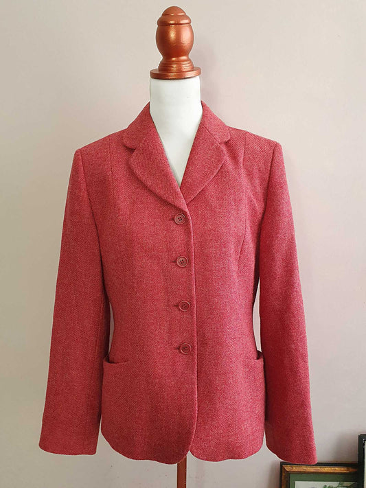 English Classics - Vintage Laura Ashley Pink Wool Tweed Jacket - Size 14