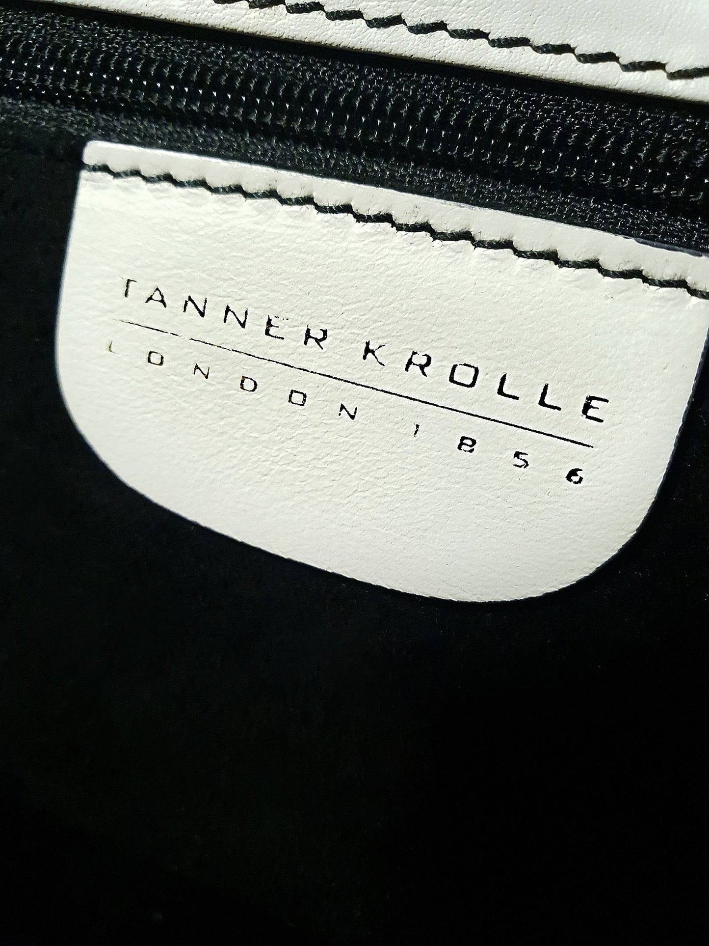 Tanner Krolle Leather Handbag Shoulder Bag White & Cream Large  - Pre-owned