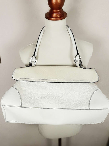 Tanner Krolle Leather Handbag Shoulder Bag White & Cream Large  - Pre-owned