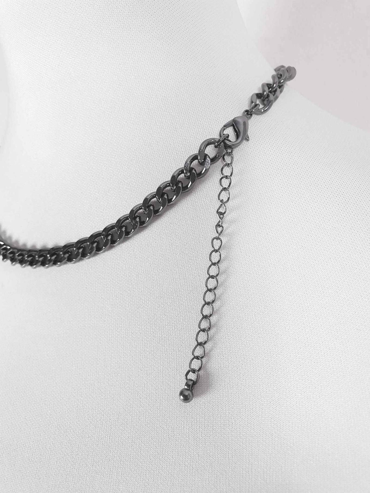 Vintage Victorian Revival Dark Grey Rhinestone Necklace Statement 90s