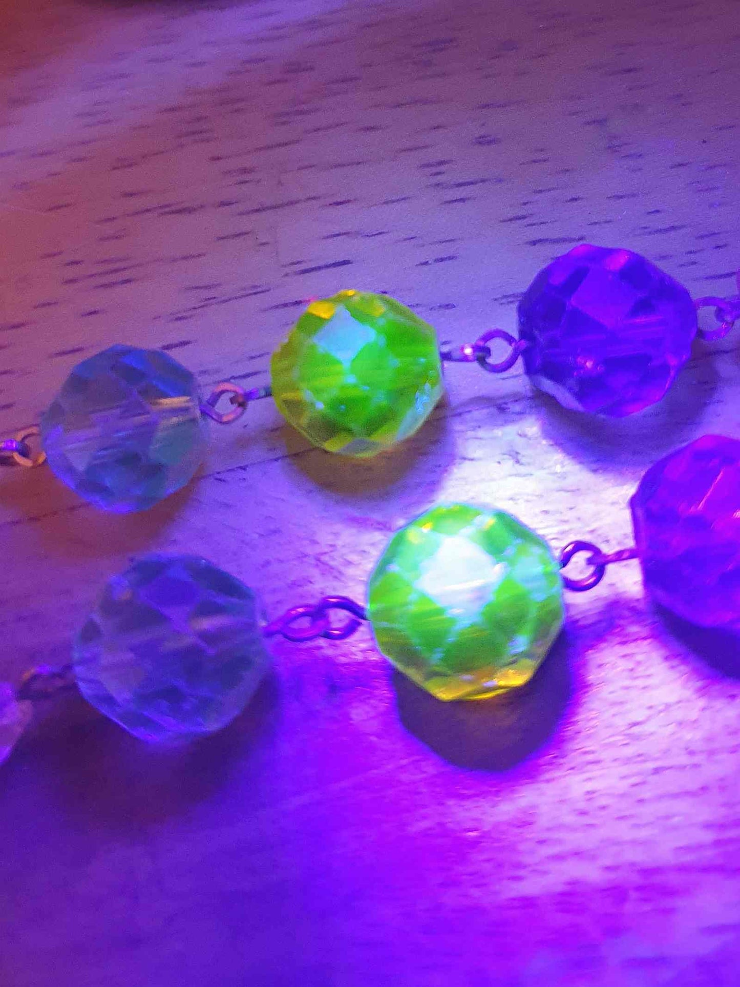 Vintage 1920s Art Deco Uranium Glass Necklace - Rainbow Glow Czech Crystal Beads