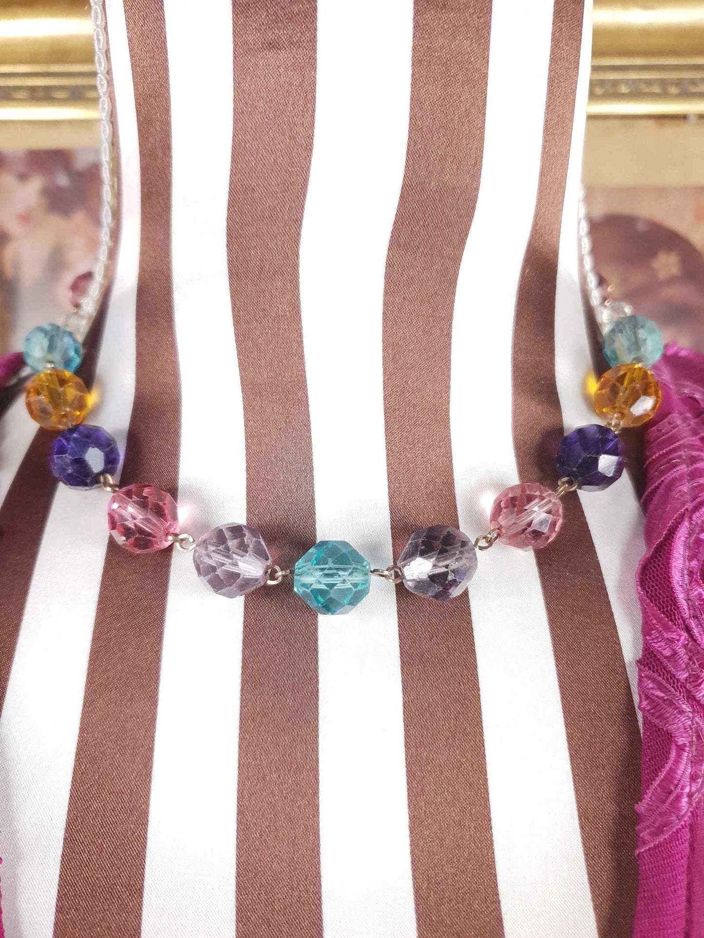 Vintage 1920s Art Deco Uranium Glass Necklace - Rainbow Glow Czech Crystal Beads