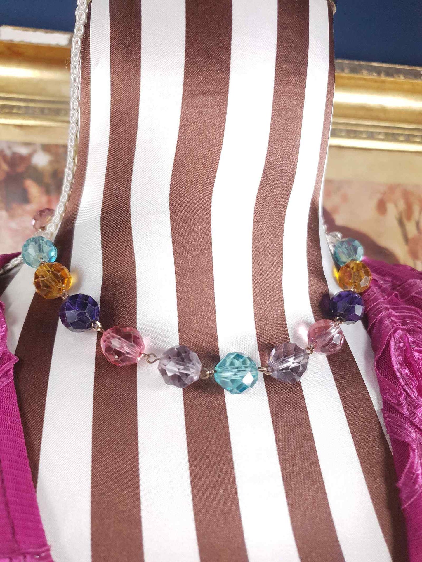 Vintage 1920s Art Deco Uranium Glass Necklace - Rainbow Glow Czech Crystal Beads