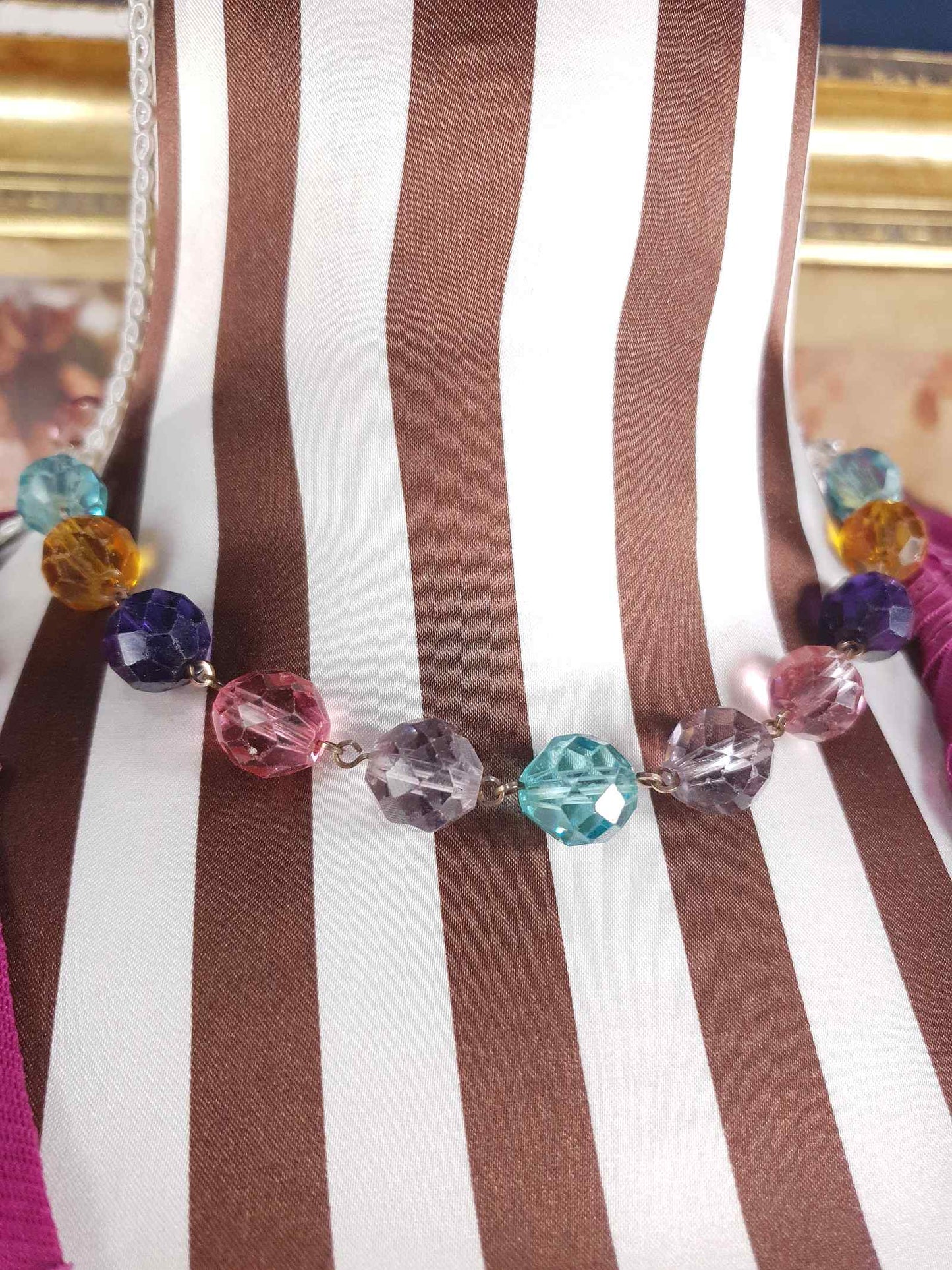 Vintage 1920s Art Deco Uranium Glass Necklace - Rainbow Glow Czech Crystal Beads