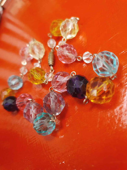 Vintage 1920s Art Deco Uranium Glass Necklace - Rainbow Glow Czech Crystal Beads