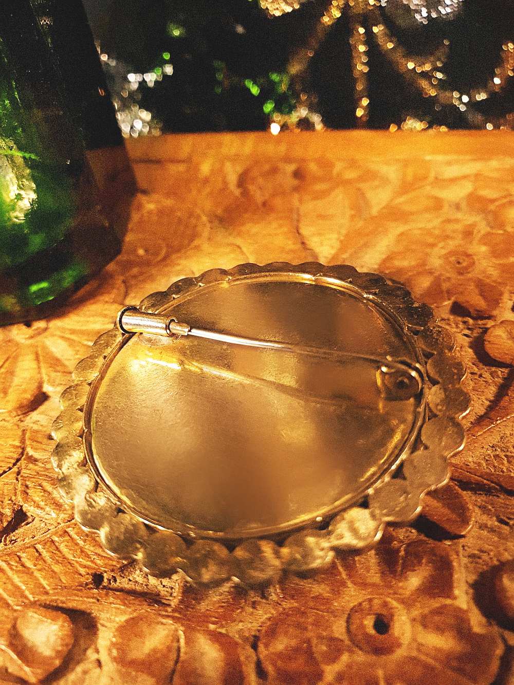 Vintage 1940s Floral Brooch Porcelain Art Glass Flower Pin Signed RARE