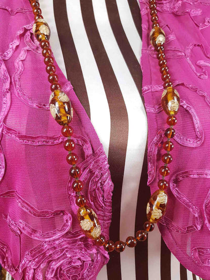 Vintage 1950s Murano Glass Necklace – Aventurine Daisy Lampwork Beads