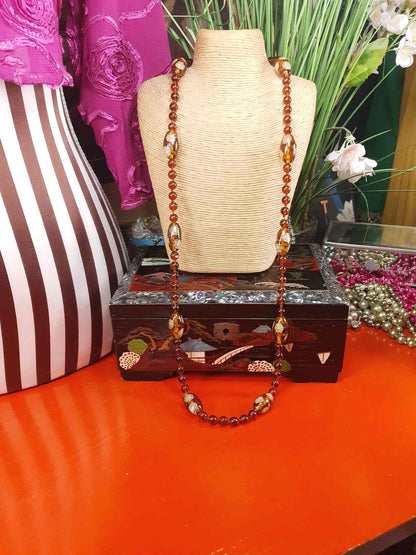 Vintage 1950s Murano Glass Necklace – Aventurine Daisy Lampwork Beads