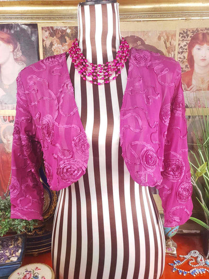 Vintage 1950s Cerise Pink Bead Pearl Necklace Six Strand